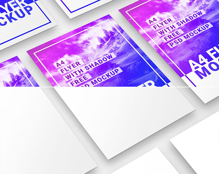 Two Clean A4 Flyer Grid Mockups FREE PSD