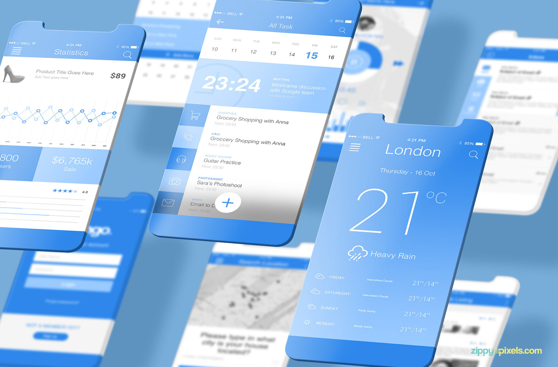 Two Floating iOS App Screen Mockups FREE PSD