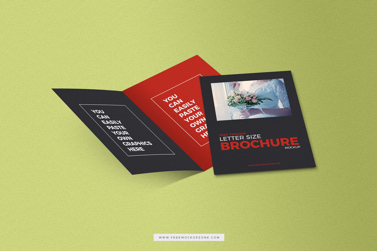 Two-leaf Letter-size Brochure Mockup on Adjustable Setting FREE PSD