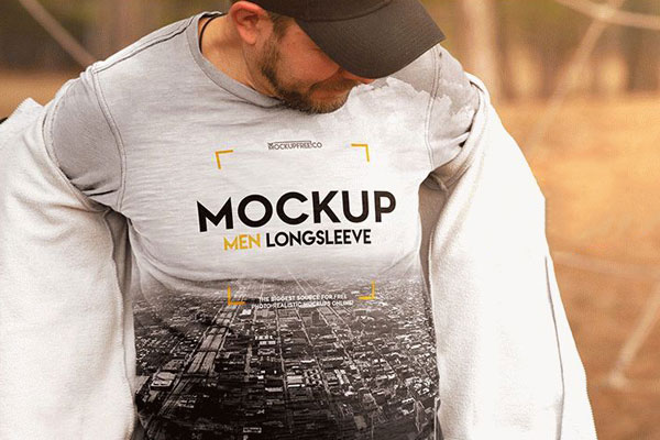 Free Long Sleeve T-Shirt Mockup (PSD)