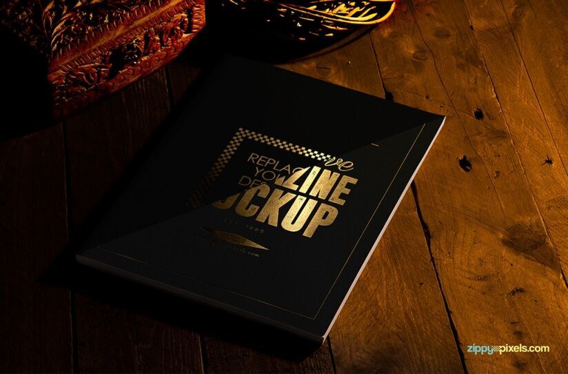 Two Mockups of US Letter Size Magazines with Gold Foil Effect FREE PSD