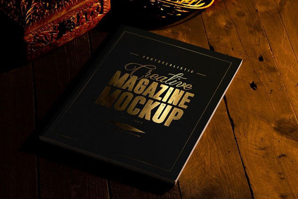 Two Mockups of US Letter Size Magazines with Gold Foil Effect FREE PSD