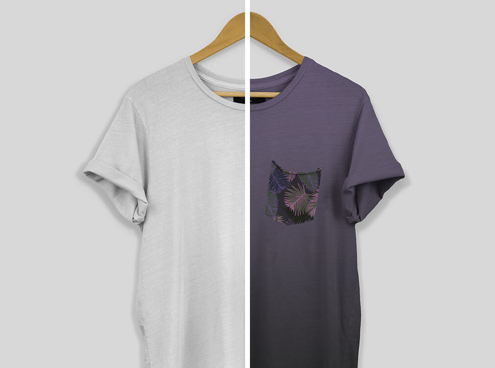 Two Mockups Showing Long Tail T-shirts on Wooden Hangers FREE PSD