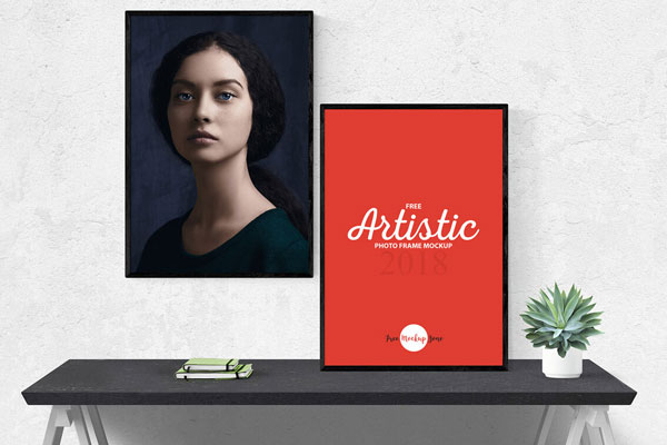 Two Picture Frames Mockup for Wall and Table FREE PSD