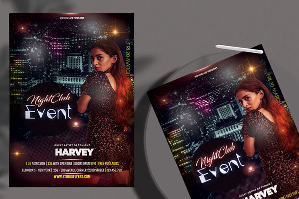 Urban Circle Night Club Party Flyer Template FREE PSD