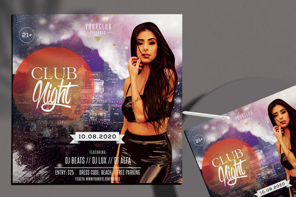 Urban Square Nightclub Flyer Template FREE PSD
