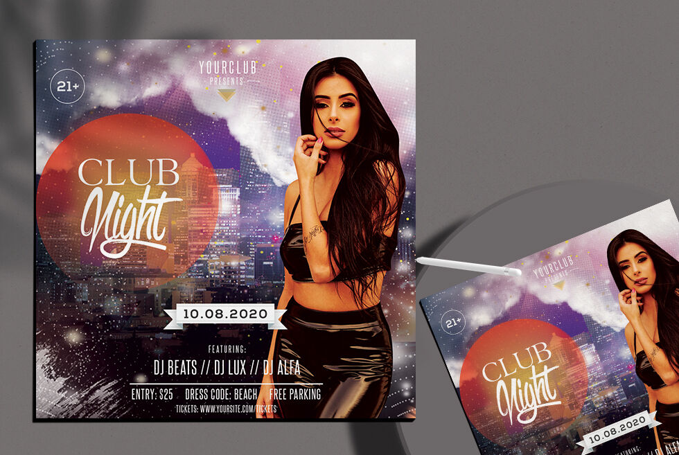 Urban Square Nightclub Flyer Template (FREE) - Resource Boy