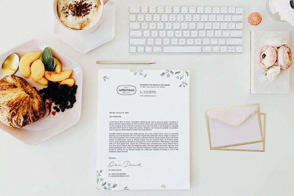 US Letter Size Letterhead Template and With Gorgeous Surroundings as Mockup FREE PSD