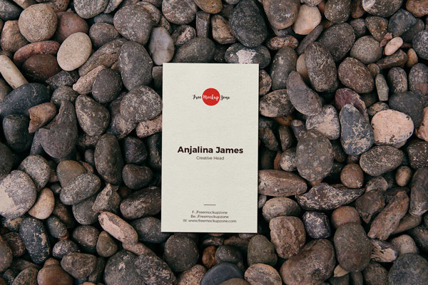Vertical Business Card on Small Stones Mockup FREE PSD