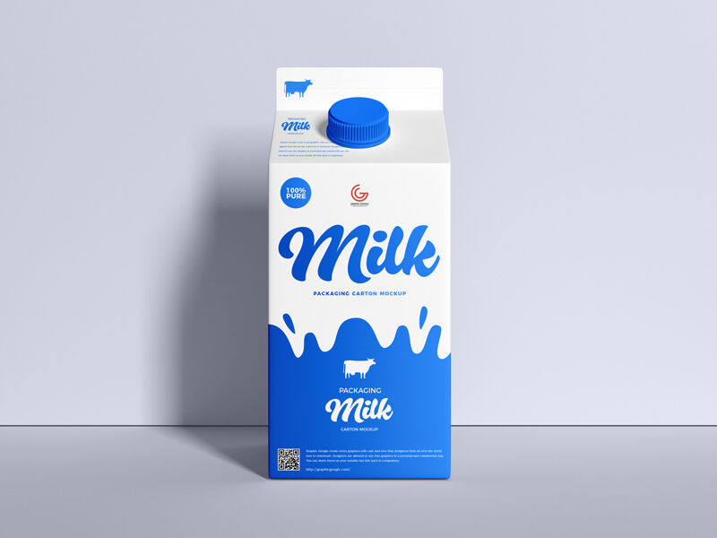 Vertical Carton Milk Packaging Mockup FREE PSD