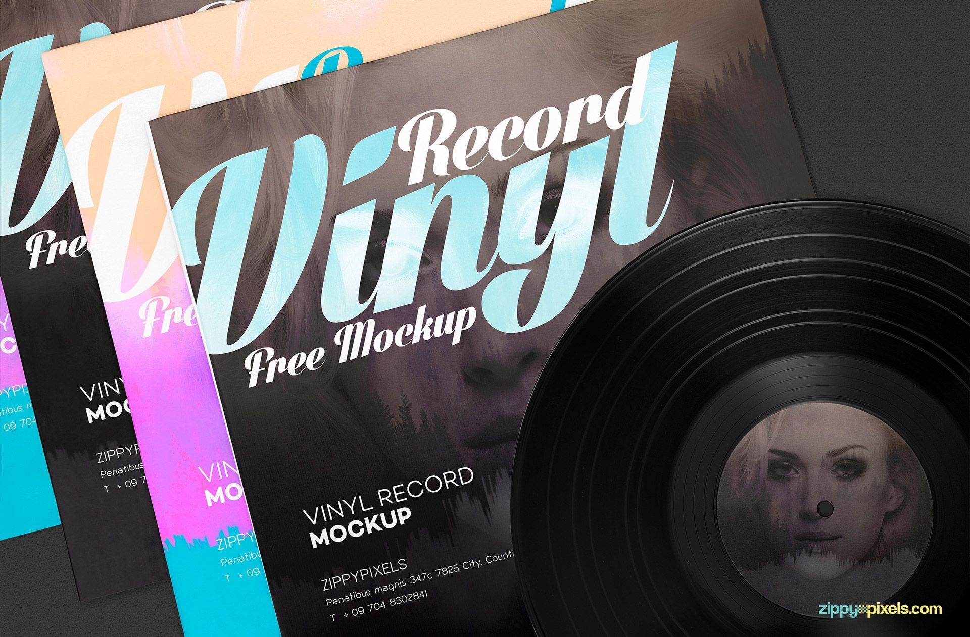 Vinyl Record And Its Cover Mockup FREE PSD