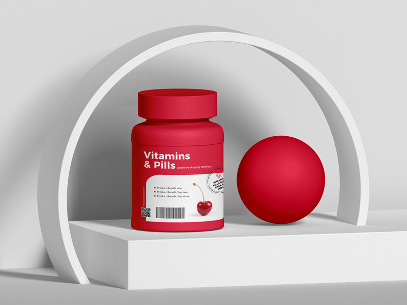 Vitamins and Pills Bottle Mockup on a stand FREE PSD