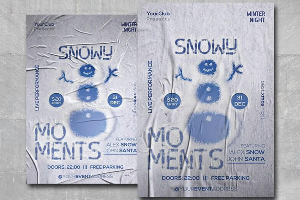 Wintery Snowy Moments Frosty Flyer Template FREE PSD