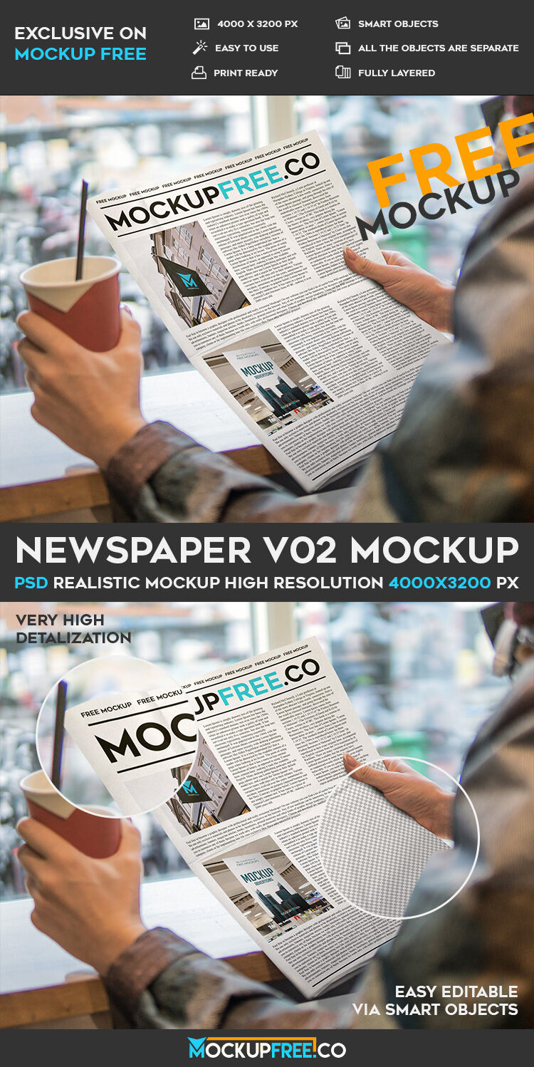 Woman Reading a Newspaper Mockup FREE PSD