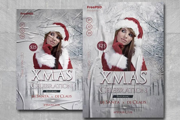 Xmas Celebrations Club and Party Flyer Template FREE PSD
