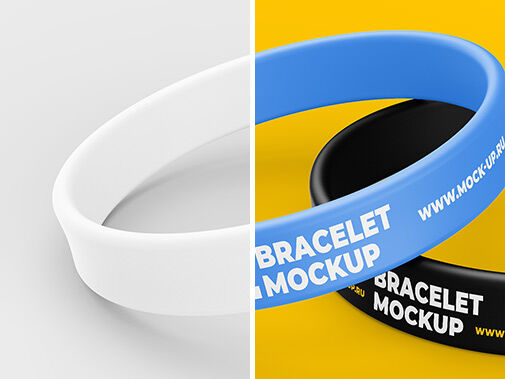 2 Mockups of Elastic Wristbands Placed on Surface at the 3\4 Angle View FREE PSD