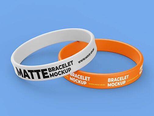 2 Mockups of Elastic Wristbands Placed on Surface at the 3\4 Angle View FREE PSD