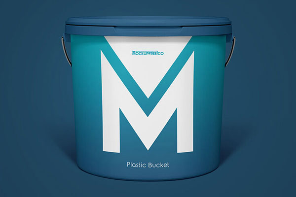 2 Mockups of Plastic Bucket with Lid and Metal Handle FREE PSD