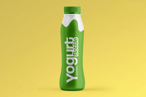 2 Mockups of Plastic Yogurt Bottles in Different Views FREE PSD