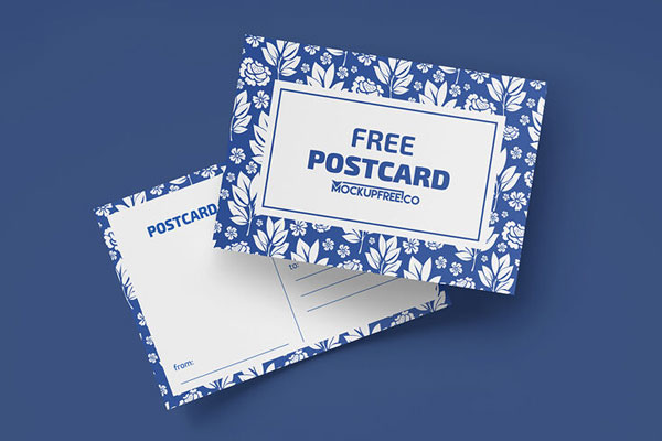 2 Post Card Mockups in Front and Back View FREE PSD
