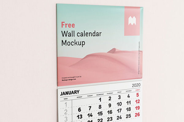 2 Wall Calendar Mockups in Front and Perspective View FREE PSD