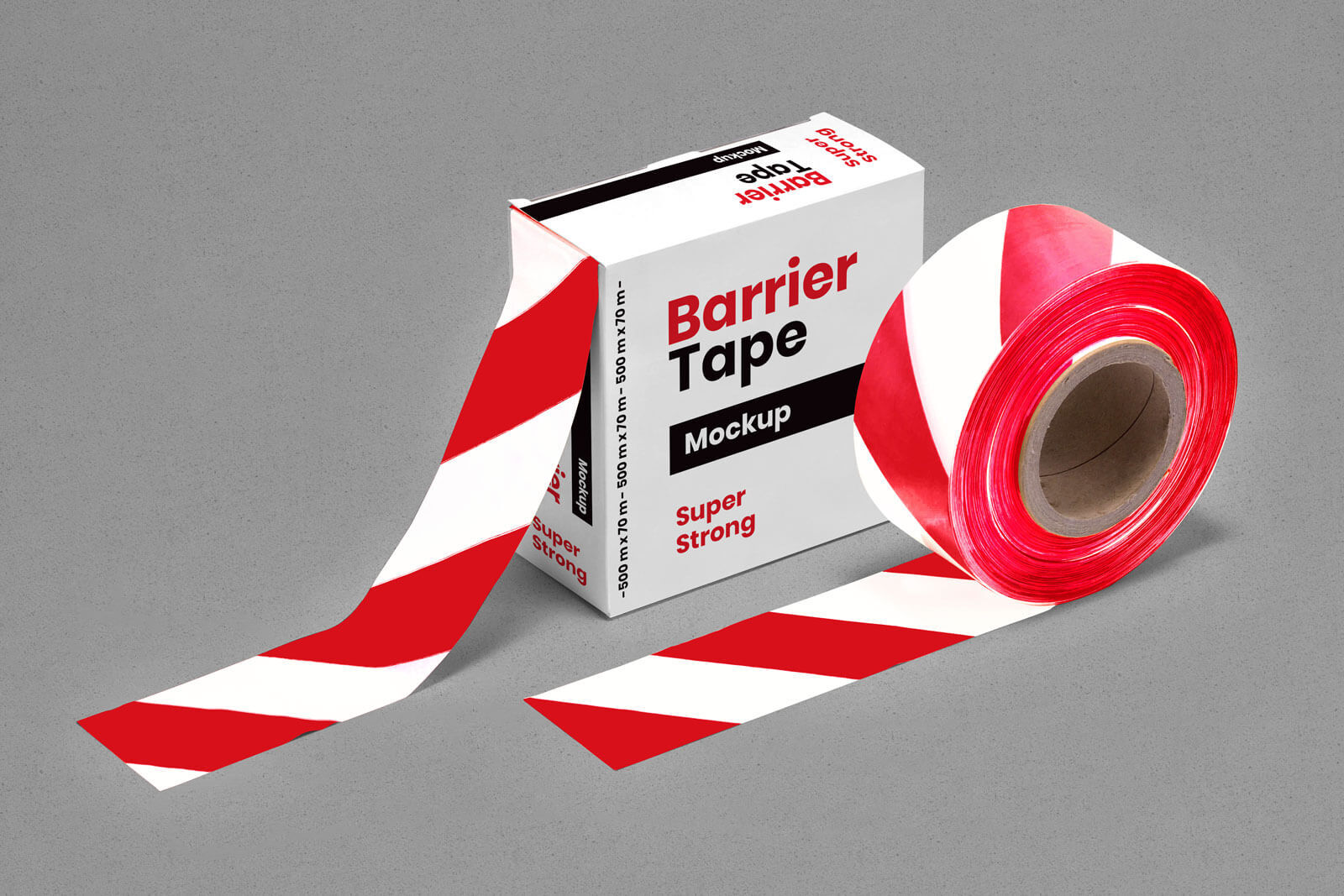 3/4 View of a Barrier/Barricade Tape Box Mockup FREE PSD