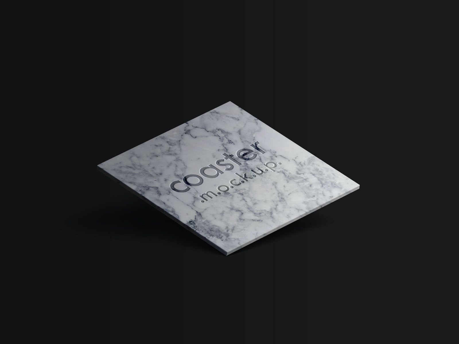 3/4 View of a Square Coaster With an Engraved Logo Mockup FREE PSD