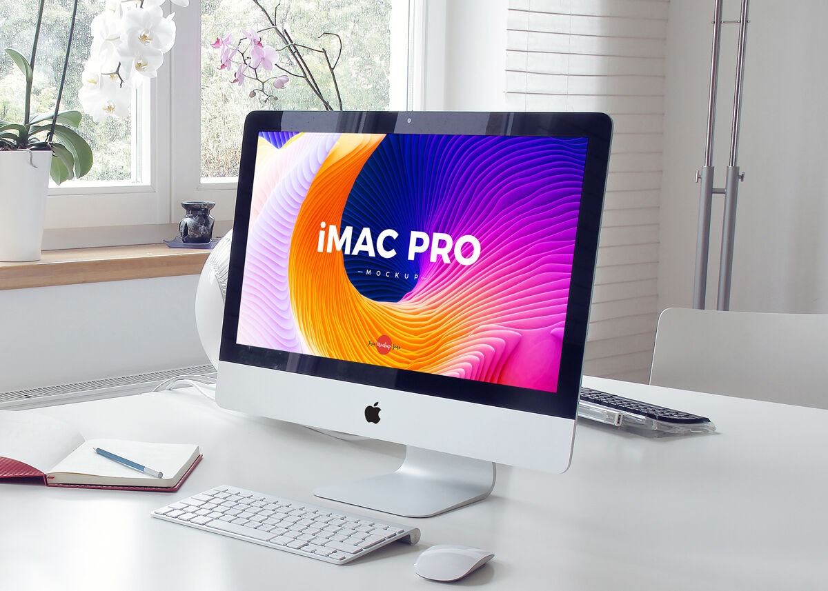 3/4 View of an iMac Pro Display Mockup FREE PSD