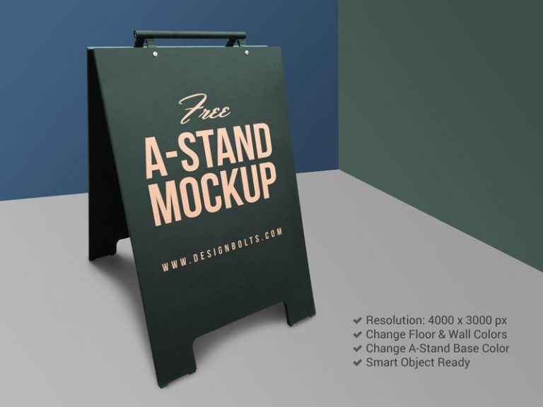 3/4 View of An Outdoor Advertising A Stand Mockup FREE PSD