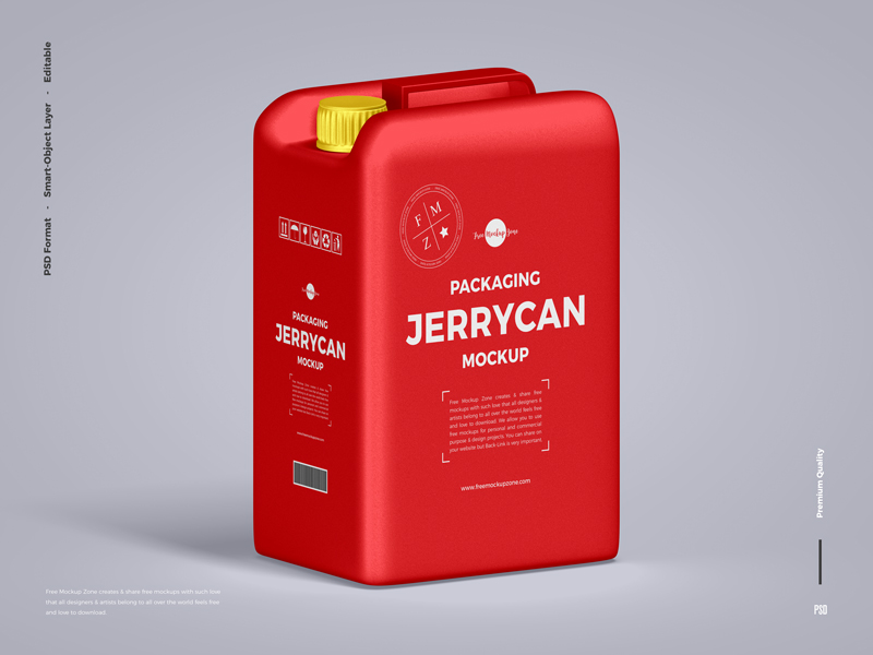 3/4-View Packaging Jerrycan Mockup FREE PSD