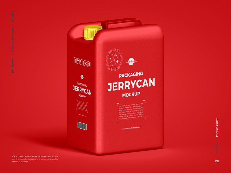 3/4-View Packaging Jerrycan Mockup FREE PSD