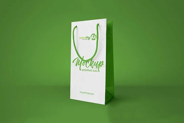 Plastic Shopping Bag PSD Mockup, On Podium – Original Mockups