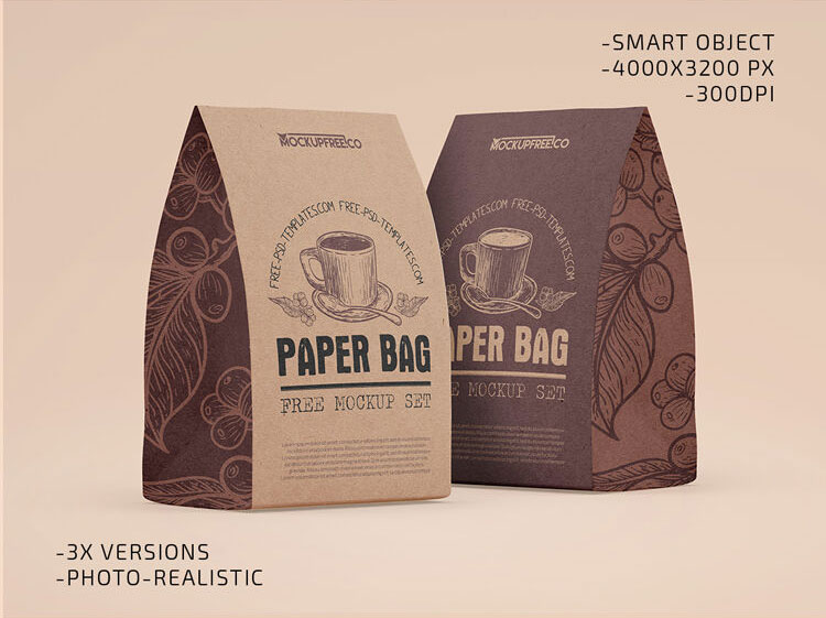 Coffee package. White paper bag mockup, blank... - Stock Illustration  [58265721] - PIXTA