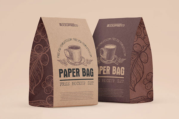 3 Kraft Paper Packaging Bag Mockups 3 in Different Views FREE PSD