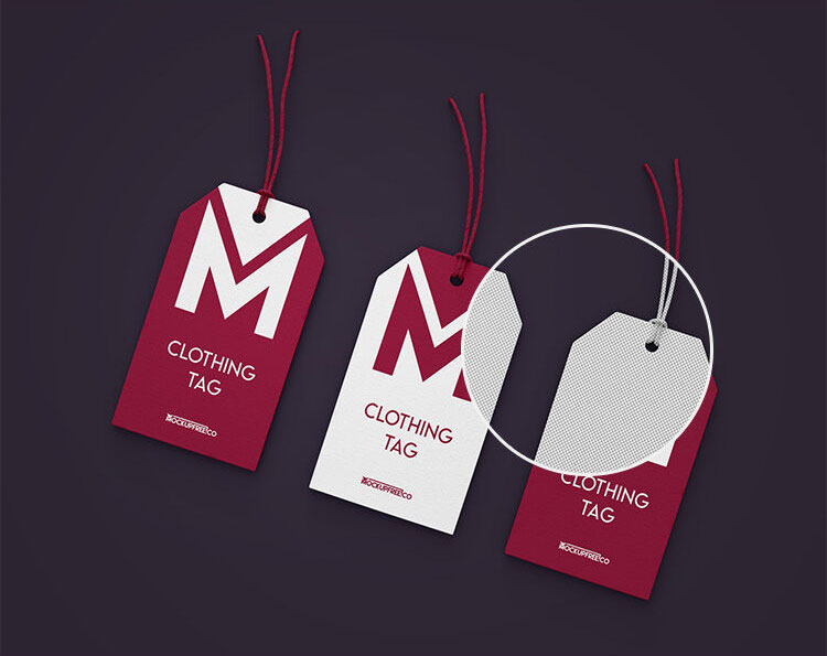 3 Mockups of Hangtags in Different Views and Positions FREE PSD