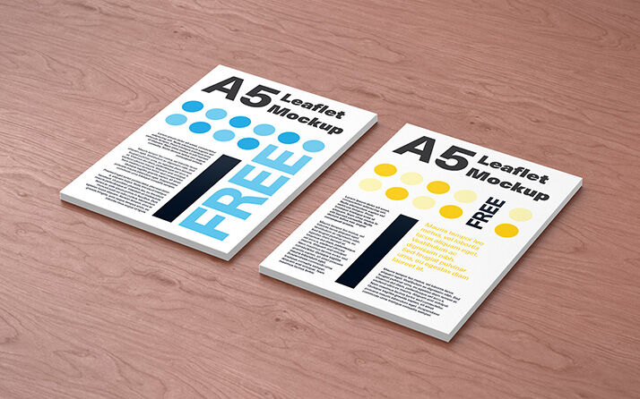 3 Mockups of Leaflets in Different Angles FREE PSD