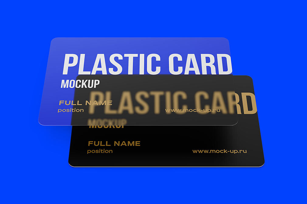 3 Scenes of Two Plastic Cards Mockups FREE PSD