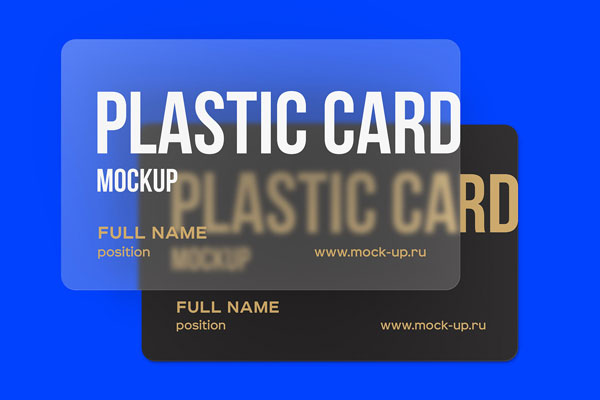 3 Scenes of Two Plastic Cards Mockups FREE PSD