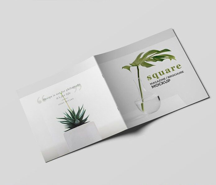 3 Square Magazine Mockups in Open and Closed View FREE PSD