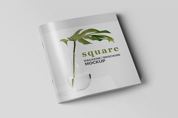 3 Square Magazine Mockups in Open and Closed View FREE PSD