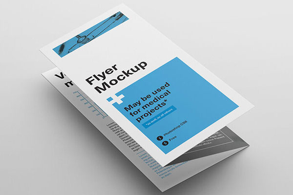 3 Tri-Fold DL Brochure Mockups in Perspective FREE PSD