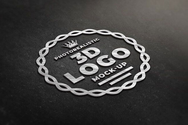 3D Logo Mockup at the 3\4 Angle View FREE PSD