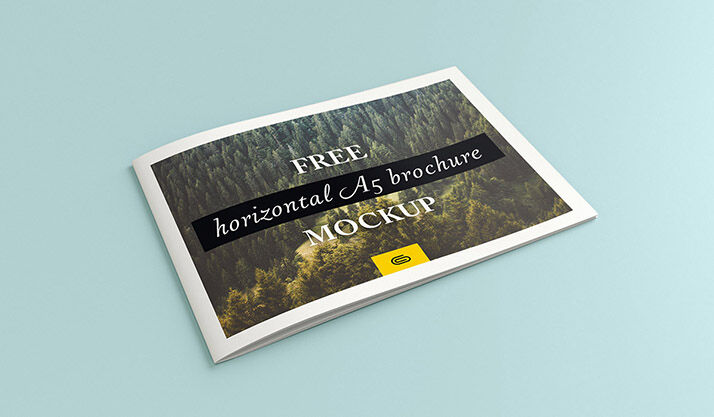 4 Mockups Including Landscape A5 Booklet Brochure in Different Views FREE PSD