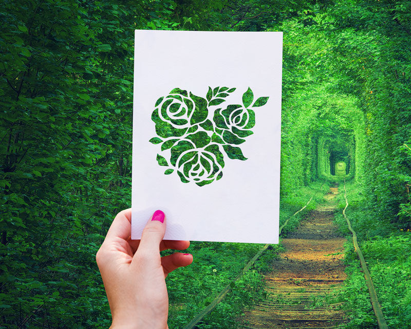 4 Mockups of Paper Stencil Cutout in Realistic Setting FREE PSD