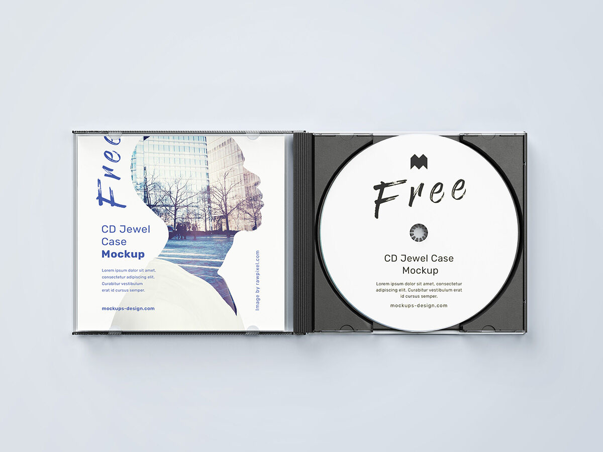 5 Mockups of CD Jewel Case in Different Views FREE PSD