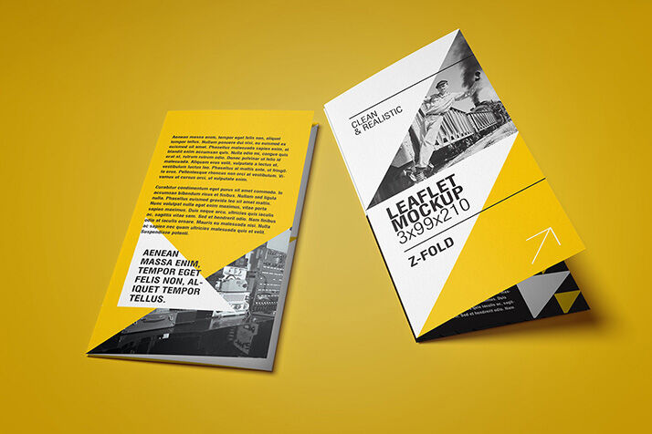 5 Mockups of Z-Fold Brochure in Different Views FREE PSD