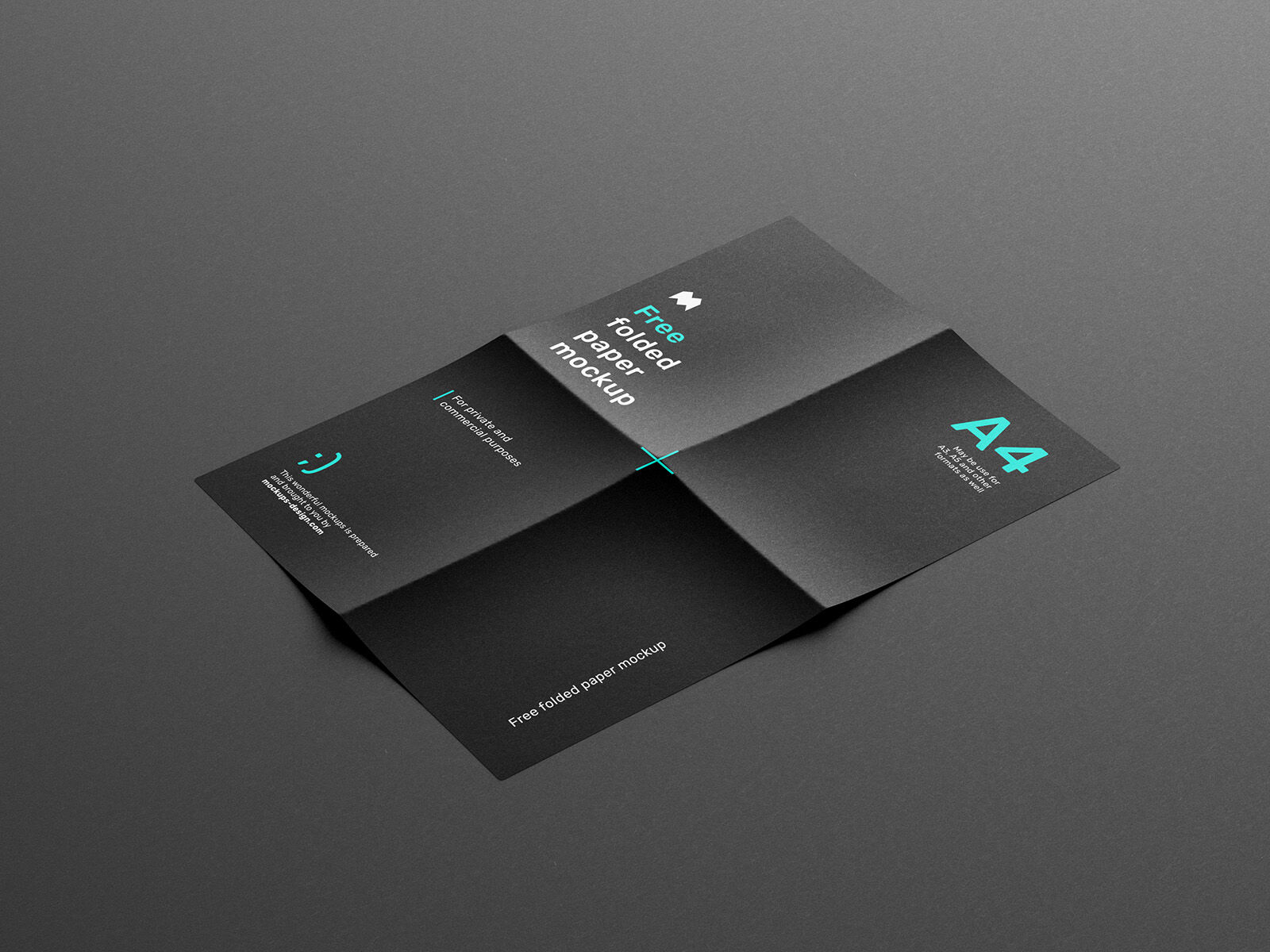 6 Different A4 Folded Paper Mockups with a Dark Theme FREE PSD