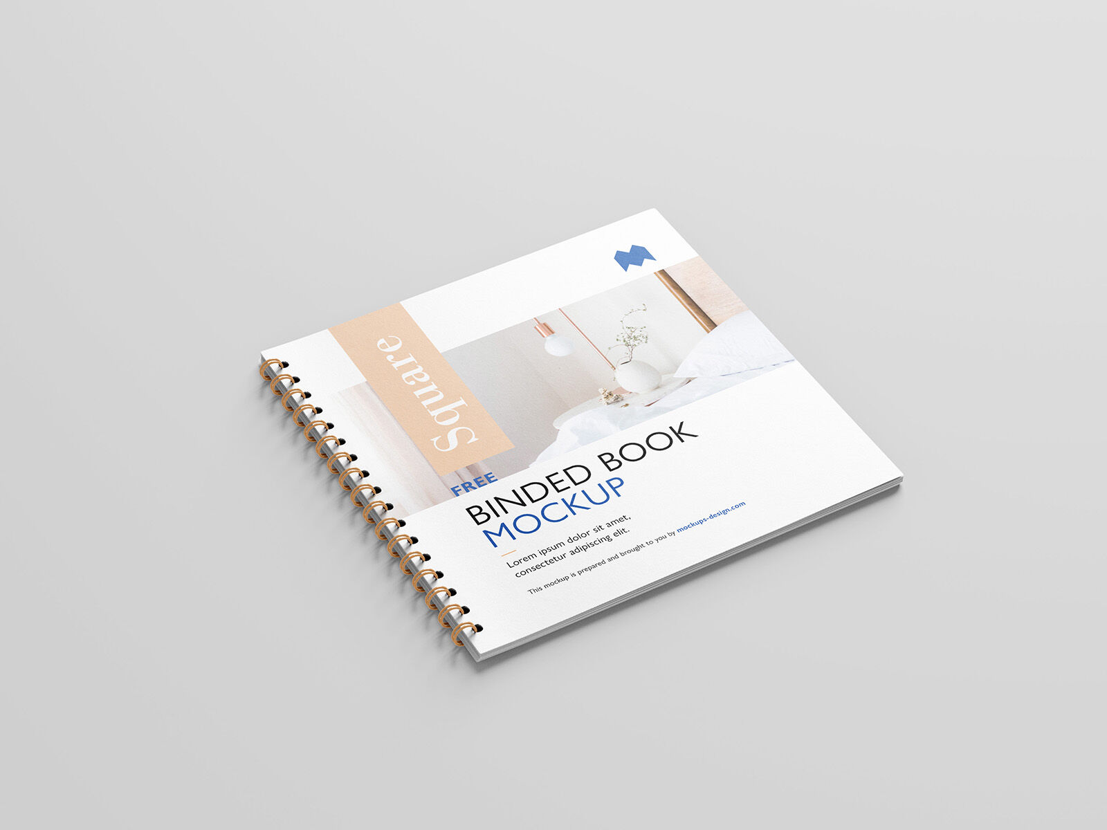 6 Mockups of a Square, Spiral Bound Brochure Laid on the Surface FREE PSD