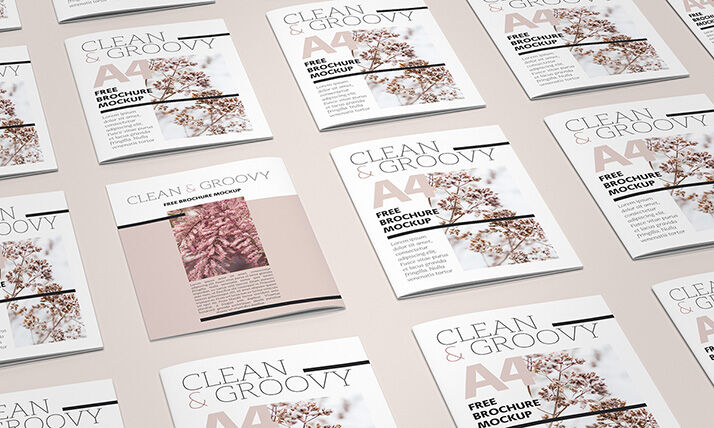 6 Mockups of A4 Brochures in Different Views FREE PSD