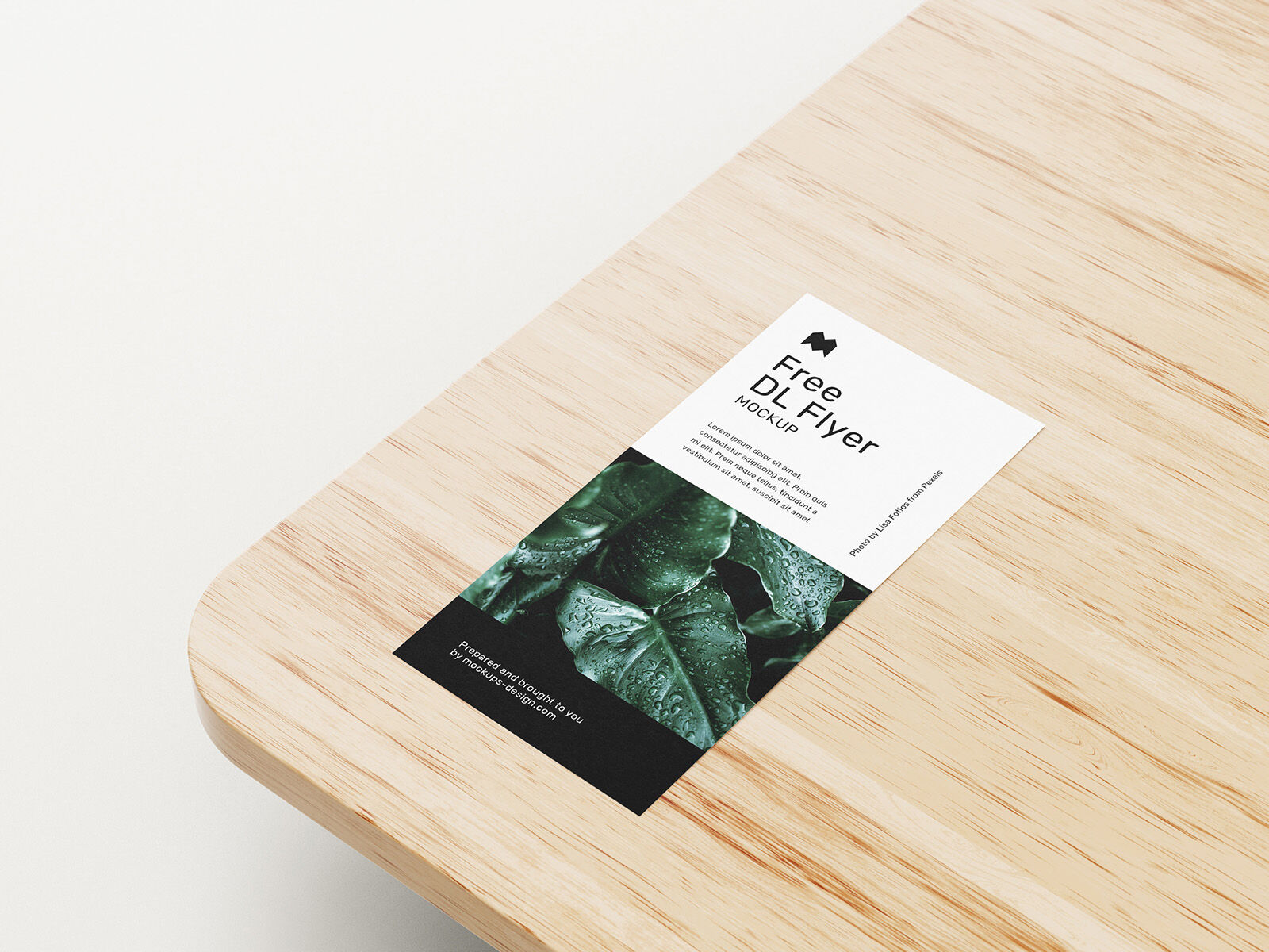 6 Mockups of DL Rack Cards on Wooden Table in Different Views and Positions FREE PSD